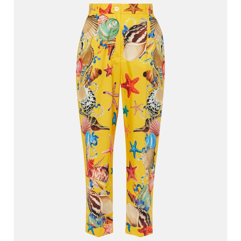 Dolce&Gabbana Capri printed high-rise cotton tapered pants