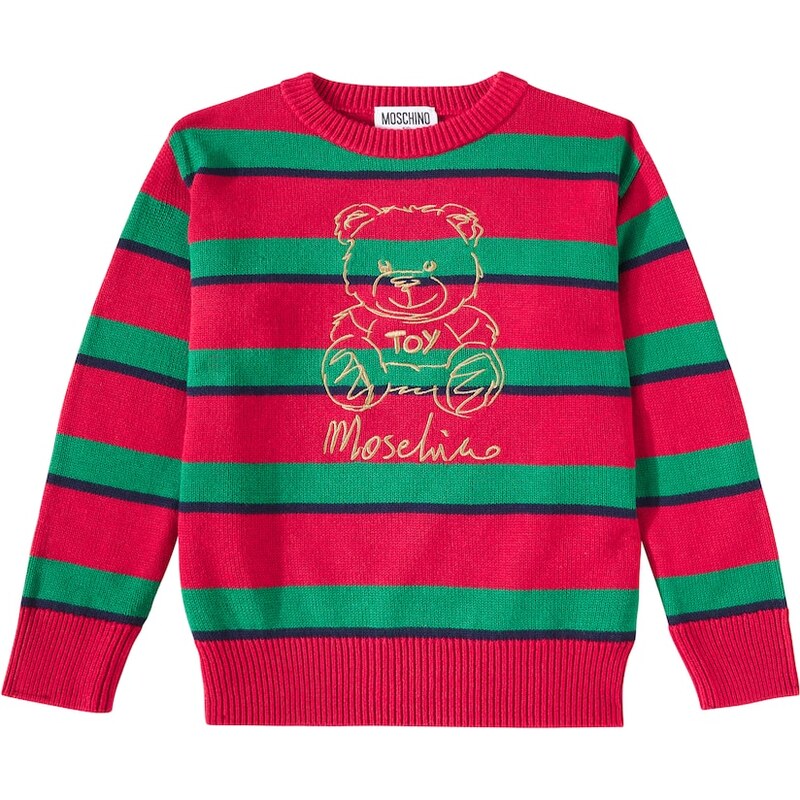 Moschino Kids Teddy Bear striped cotton and wool sweater