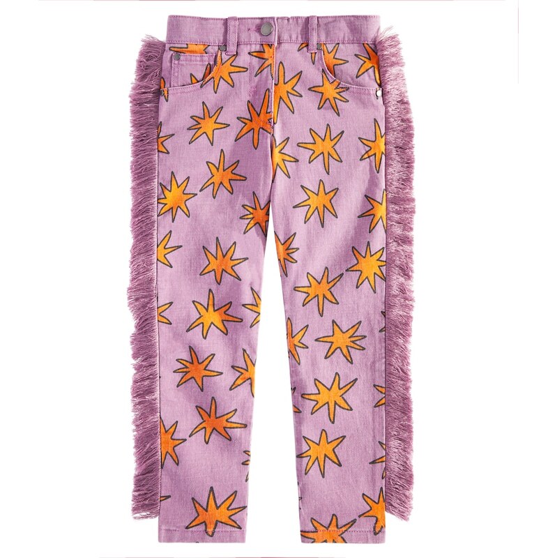 Stella McCartney Kids Bright Stars printed fringed jeans