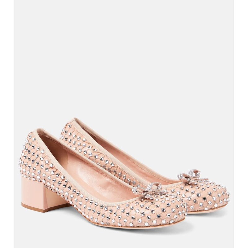 Rene Caovilla Crystal-embellished leather pumps