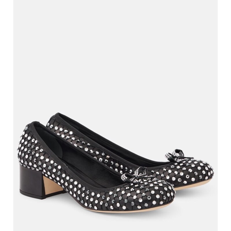 Rene Caovilla Crystal-embellished leather pumps