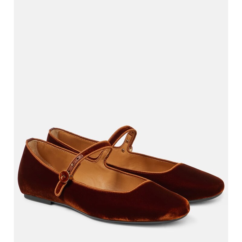 Tods Velvet Mary Jane flats
