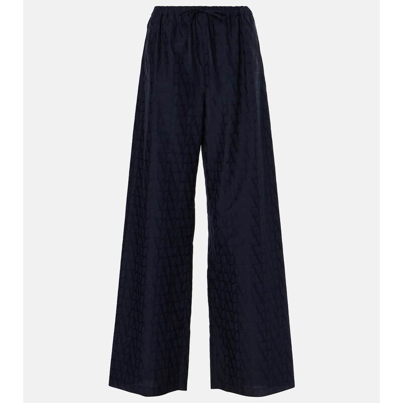 Valentino Cotton poplin wide-leg pants