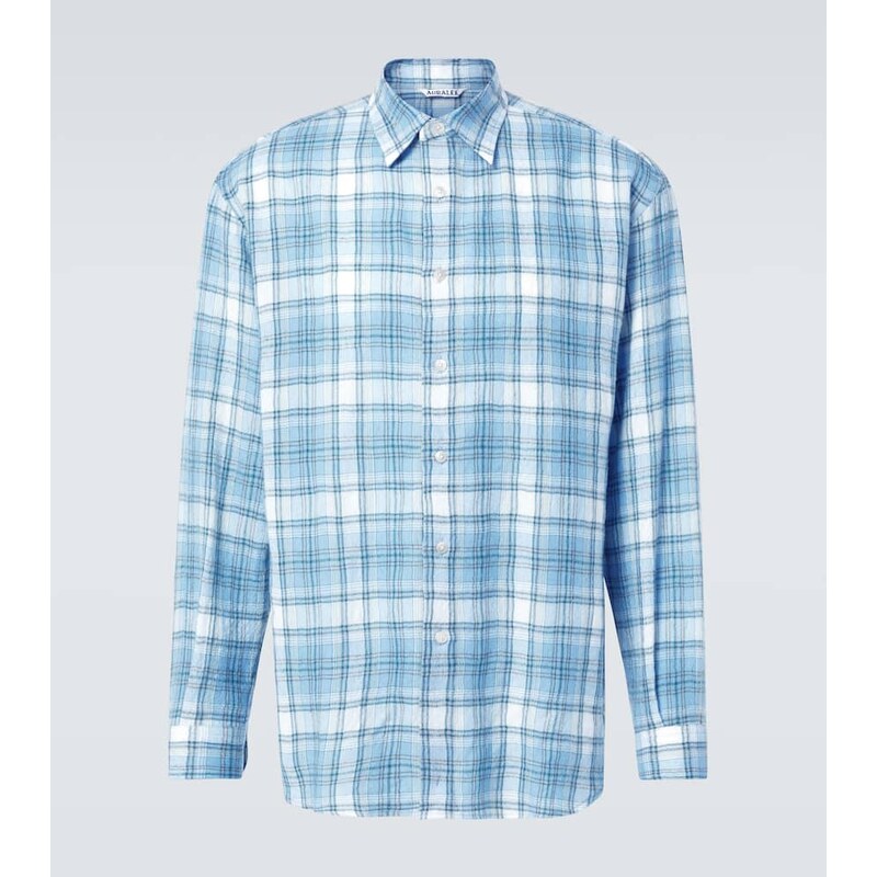 Auralee Airy checked wool shirt
