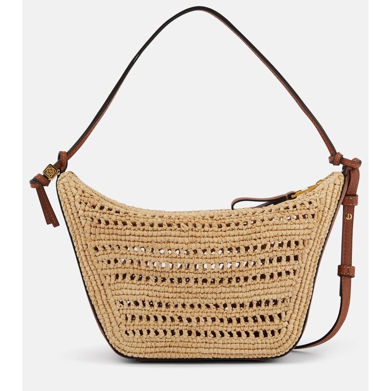 Loewe Hammock Mini raffia kabelka v barvě beige a brown
