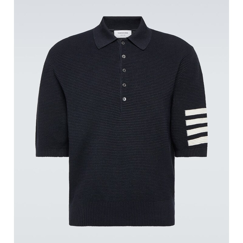 Thom Browne 4-Bar linen and cotton polo shirt