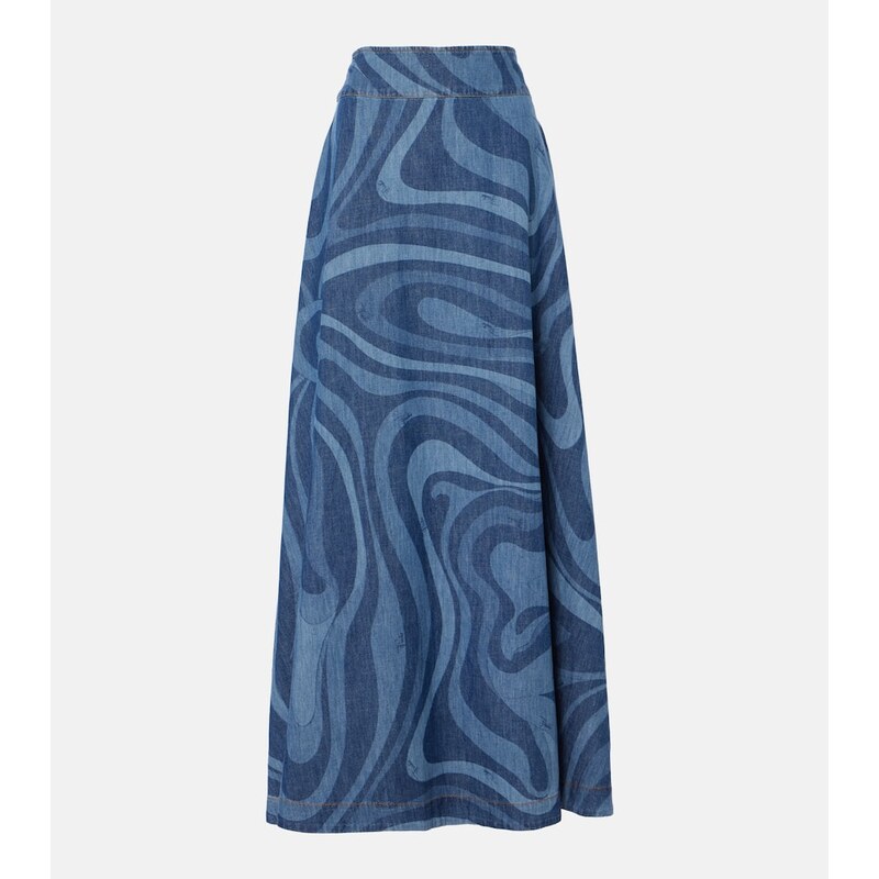 Pucci Marmo high-rise denim maxi skirt