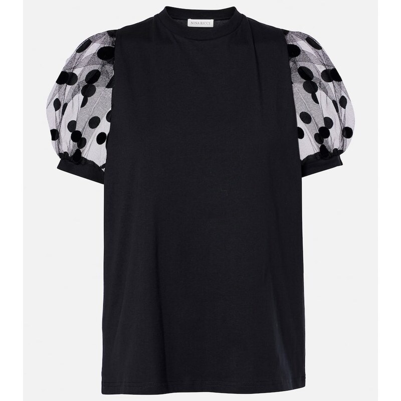 Nina Ricci Polka dot tulle and jersey T-shirt