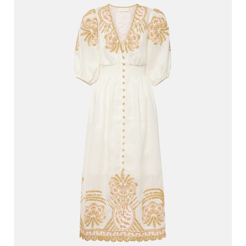 Zimmermann Waverly embroidered linen midi dress