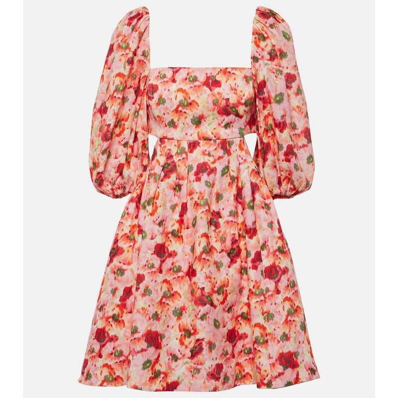 Zimmermann Lightburst cutout floral linen minidress