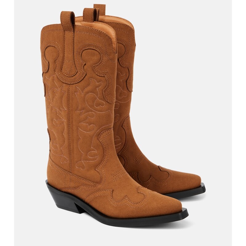 Ganni Embroidered faux leather cowboy boots