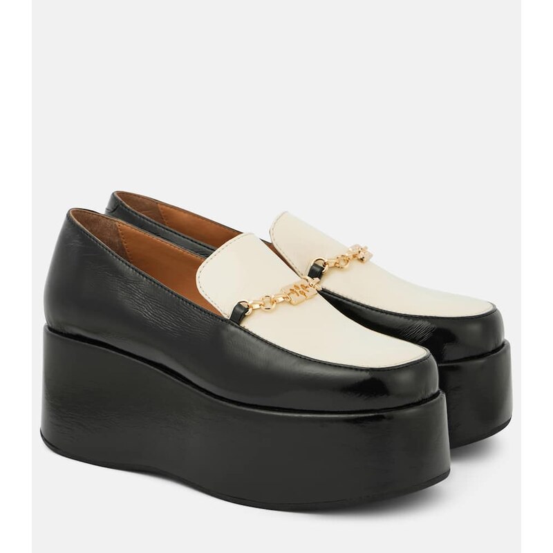 Ganni Faux leather platform loafers