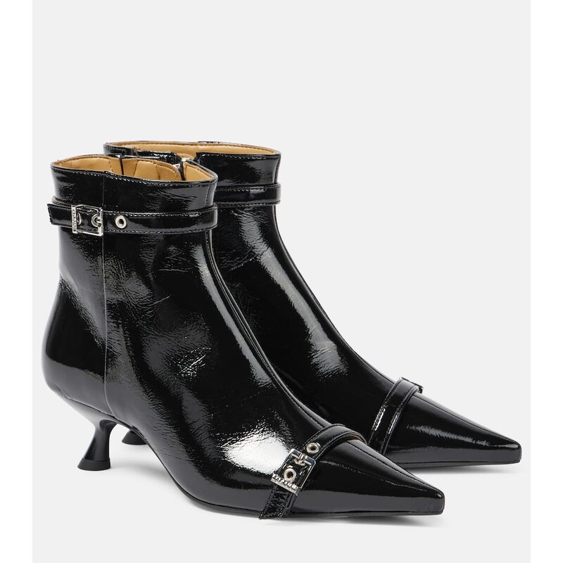 Ganni Eyelets faux leather ankle boots