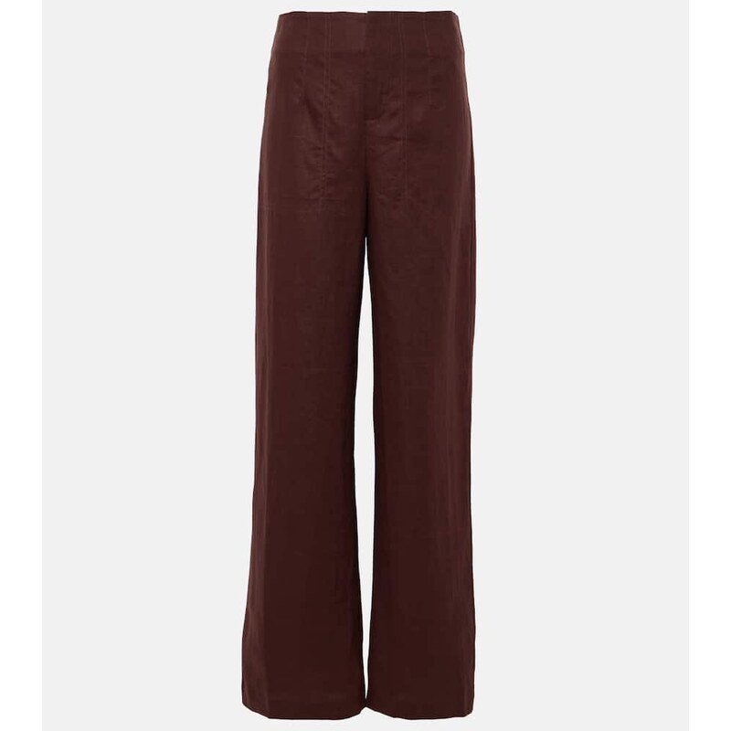 Faithfull Isotta high-rise linen straight pants