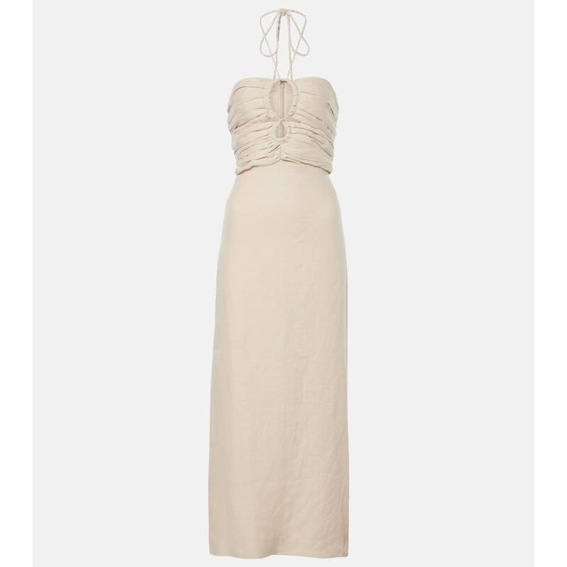 Faithfull Tortugas halterneck linen midi dress