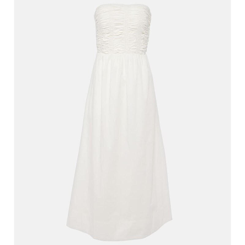 Faithfull Dominquez strapless cotton midi dress