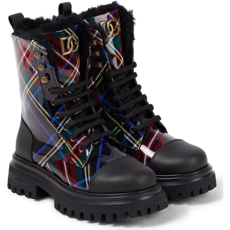 Dolce&Gabbana Kids Checked leather boots