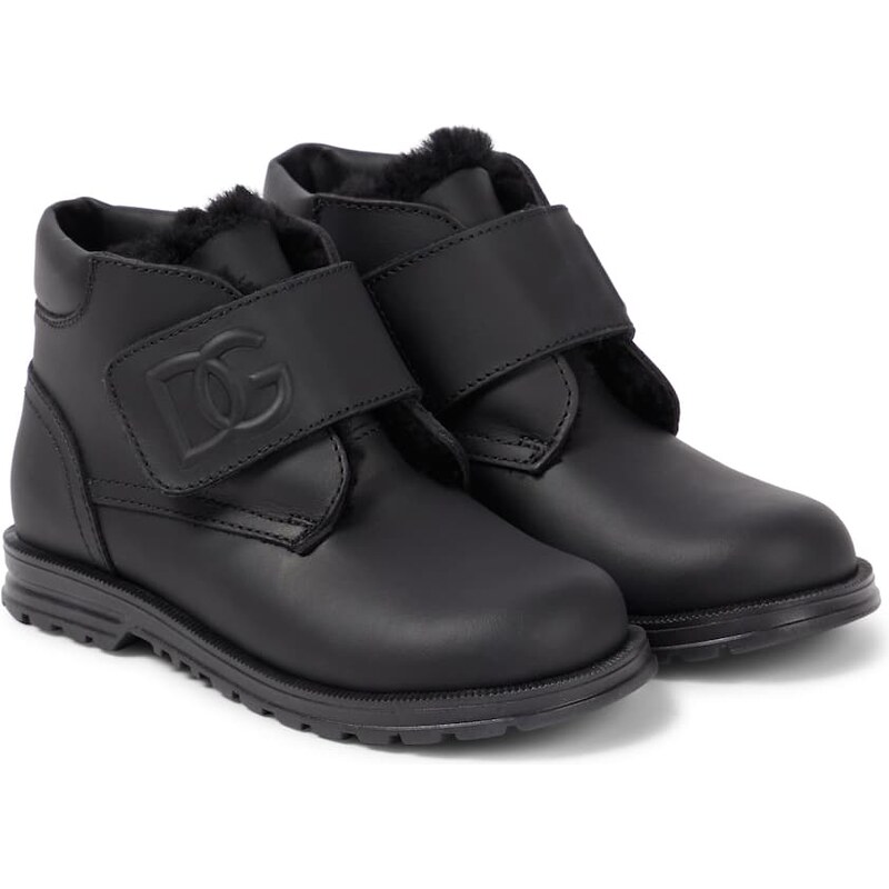 Dolce&Gabbana Kids Faux shearling-lined leather ankle boots