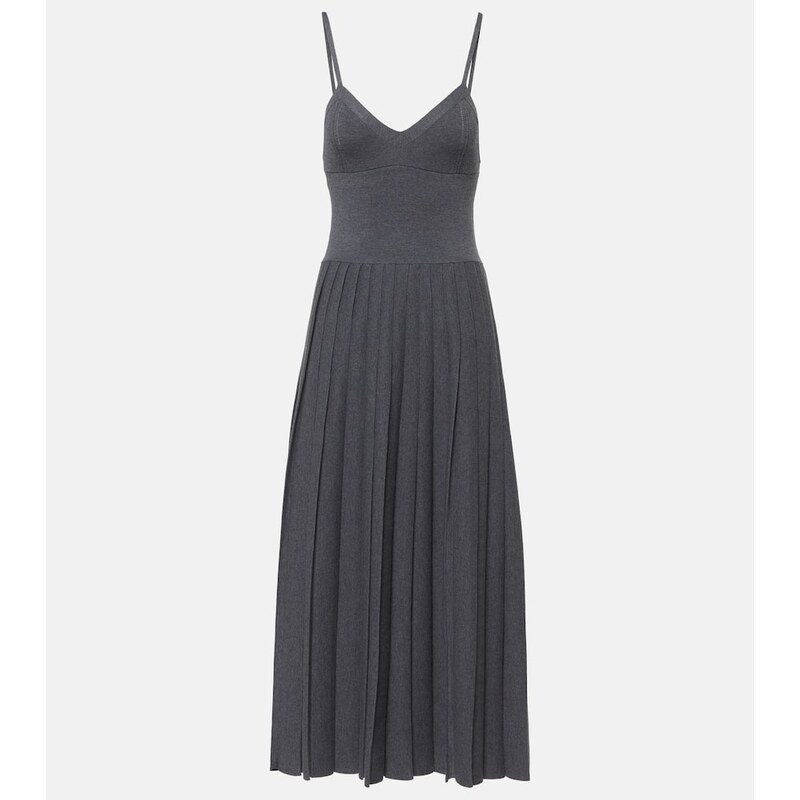Khaite Elio pleated wool midi dress