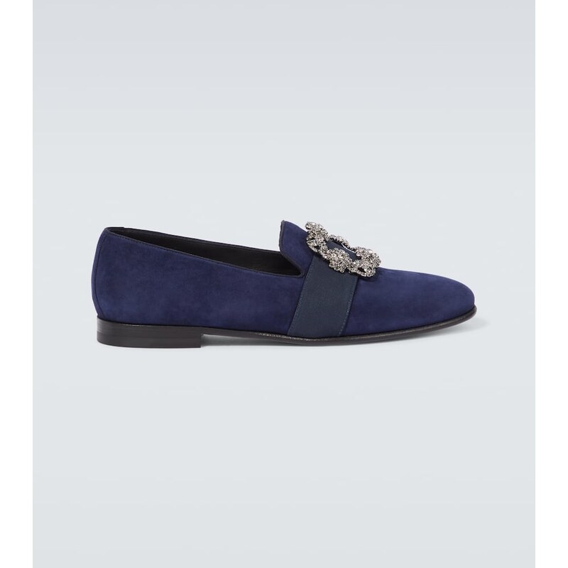 Manolo Blahnik Carlton embellished suede loafers