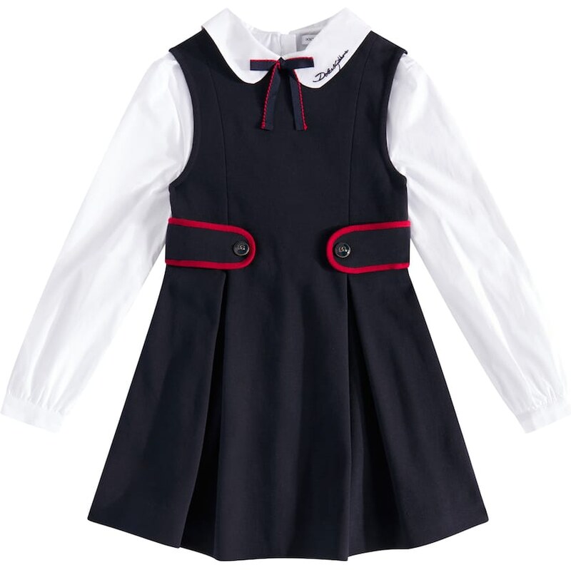 Dolce&Gabbana Kids Logo cotton-blend piquÃ and poplin dress