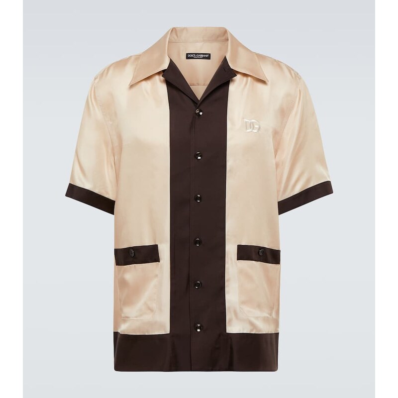 Dolce&Gabbana Logo silk twill bowling shirt