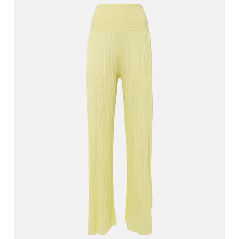 Alaia AlaÃ¯a Pleated high-rise jersey straight pants