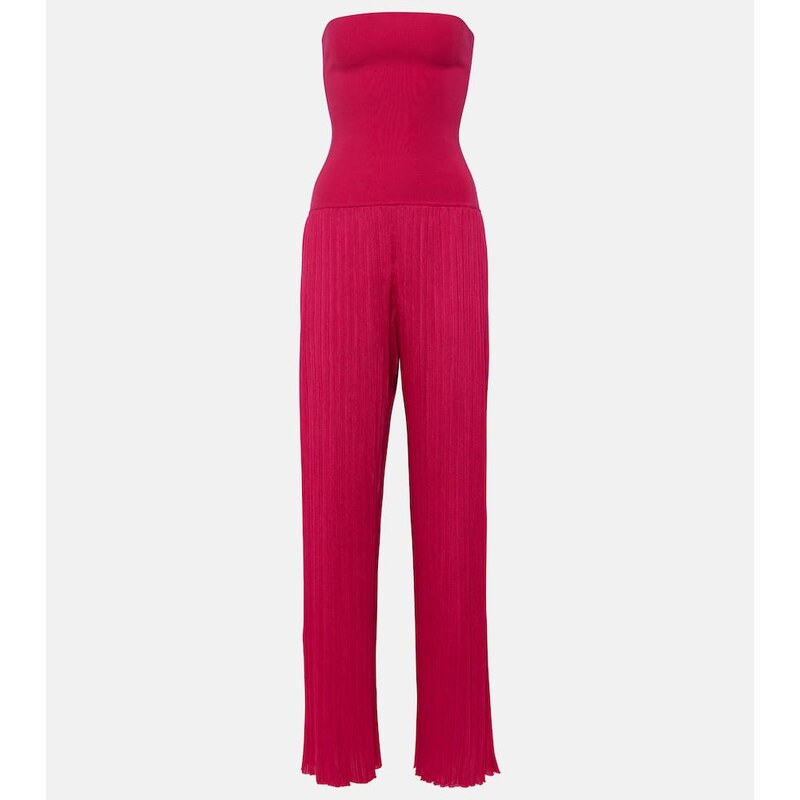 Alaia AlaÃ¯a Strapless pleated knitted jumpsuit