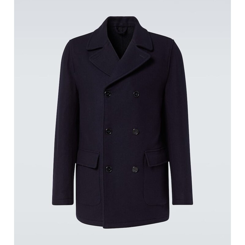 Dvouřadý peacoat Thom Sweeney v barvě modré
