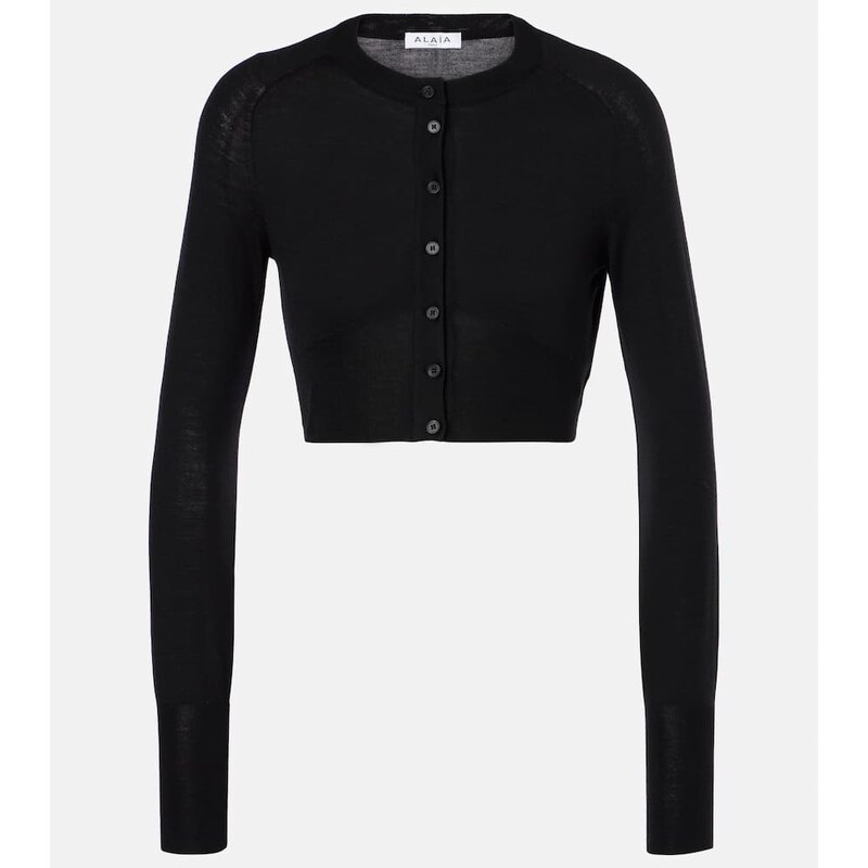 Alaia AlaÃ¯a Cropped wool-blend cardigan
