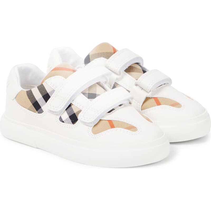 Burberry Kids Checked leather sneakers