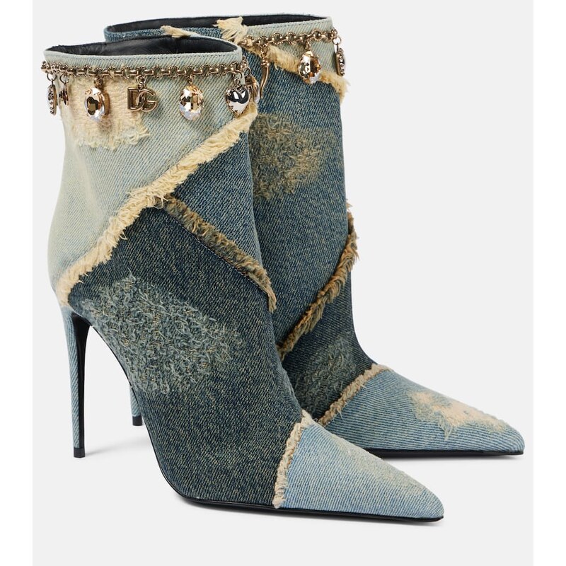 Dolce&Gabbana Embellished denim ankle boots