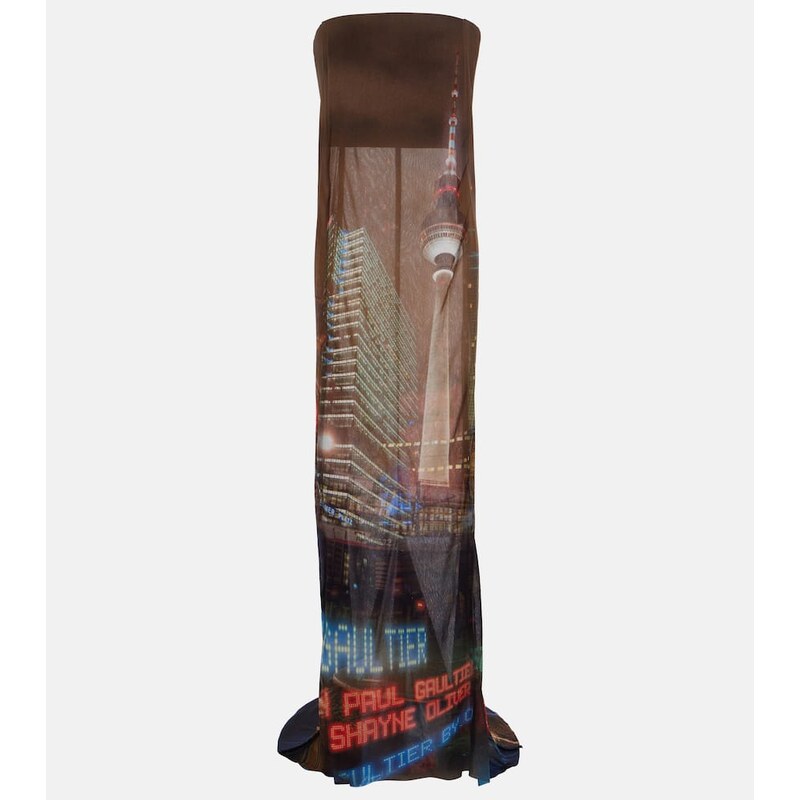 Jean Paul Gaultier x Shayne Oliver printed tulle gown