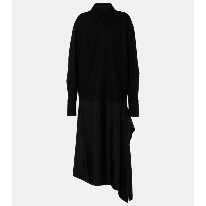 Jil Sander Asymmetric wool-trimmed shirt dress