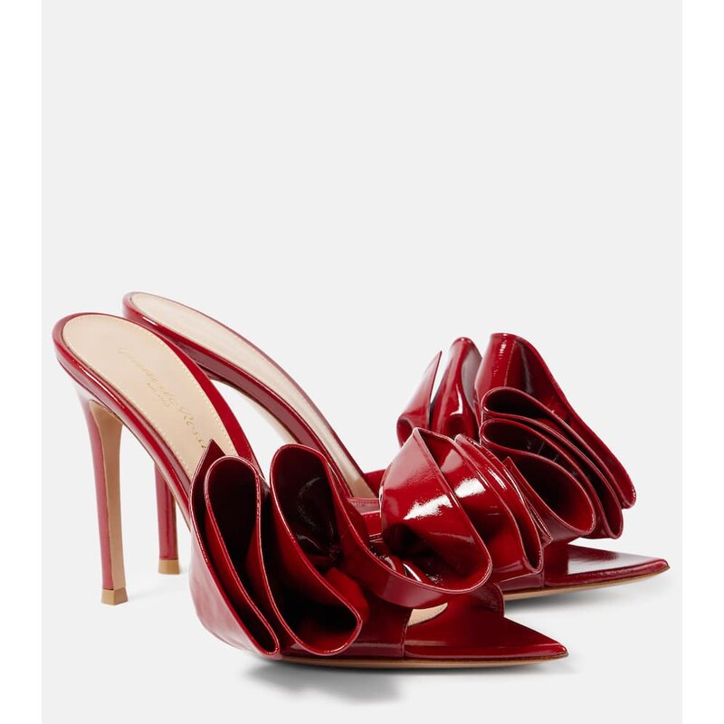 Gianvito Rossi Gabrielle 105 ruffled patent leather mules