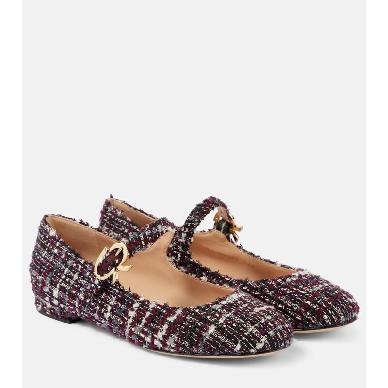 Gianvito Rossi Mary Ribbon bouclÃ Mary Jane flats