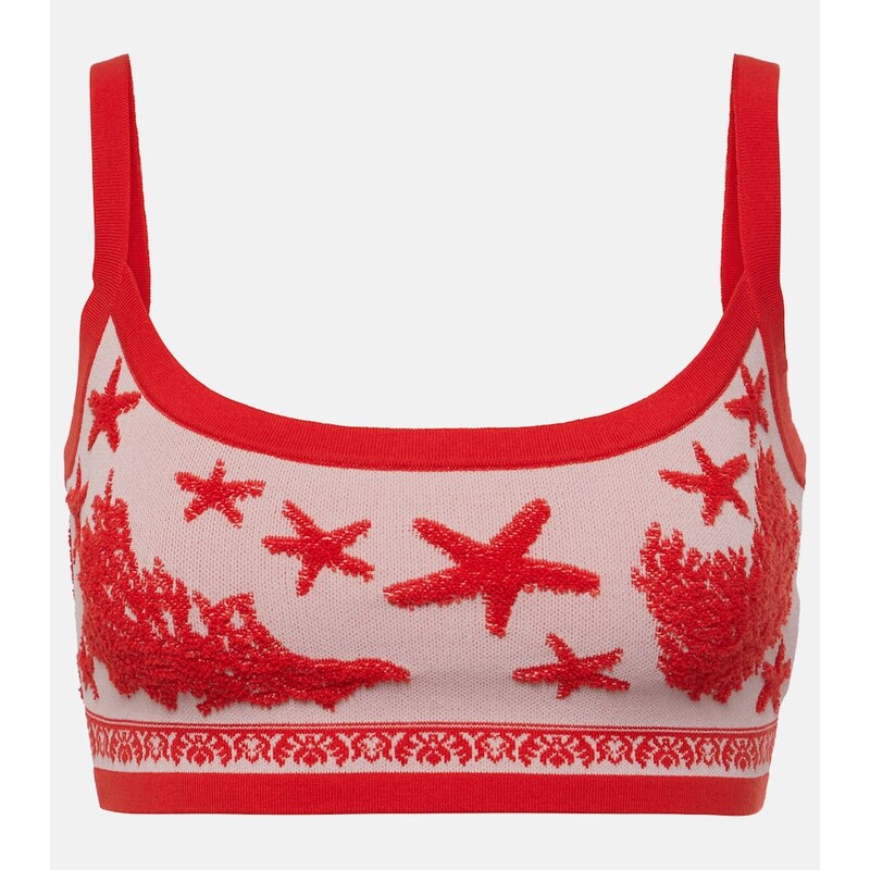 Versace Cotton-blend jacquard crop top