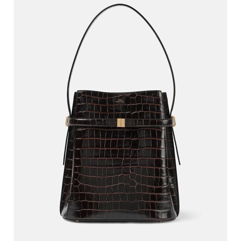 Toteme Croc-effect leather bucket bag