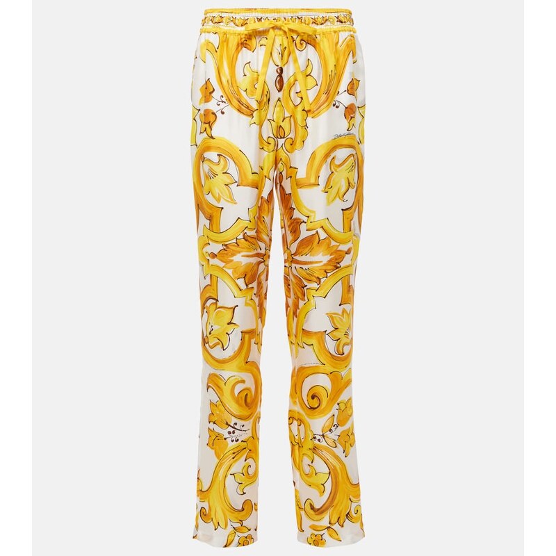 Dolce&Gabbana Majolica silk straight pants