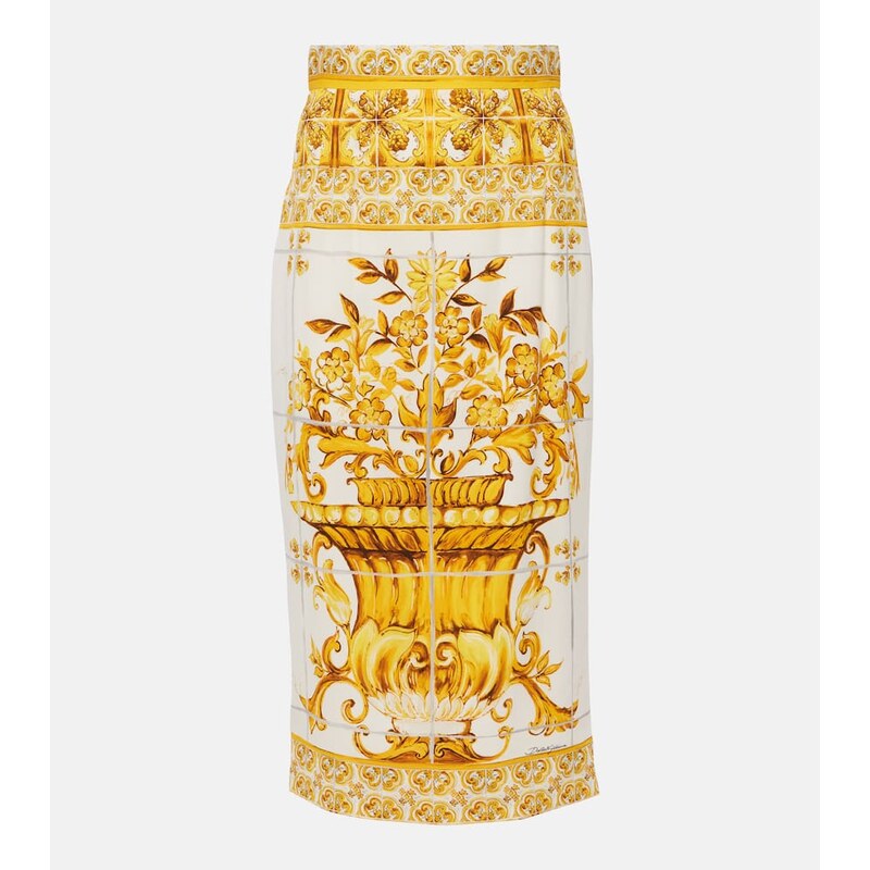 Dolce&Gabbana Majolica silk-blend midi skirt