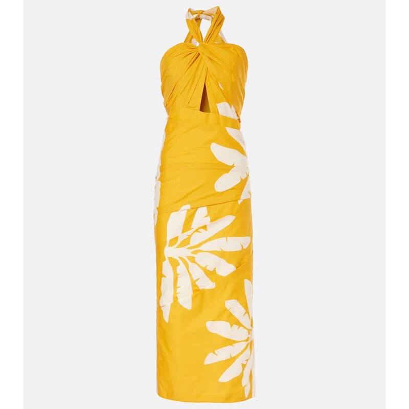 Johanna Ortiz Printed twisted cutout midi dress