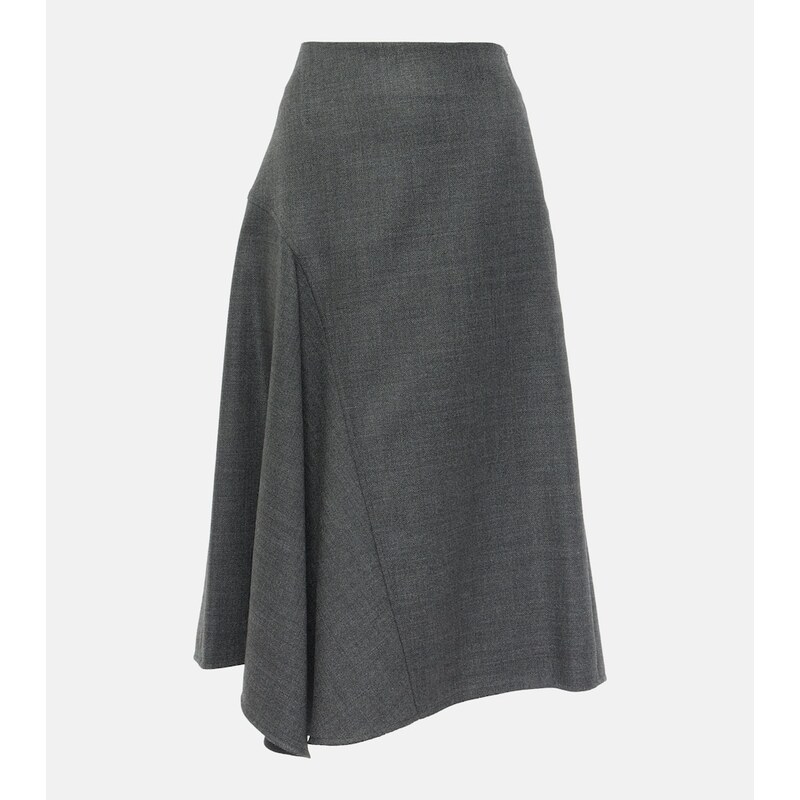 Brunello Cucinelli Asymmetric virgin wool midi skirt