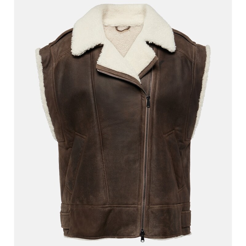 Brunello Cucinelli Shearling-lined leather vest
