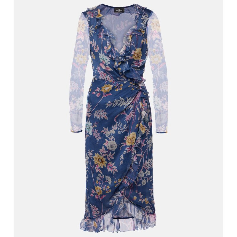 Etro Floral silk wrap dress