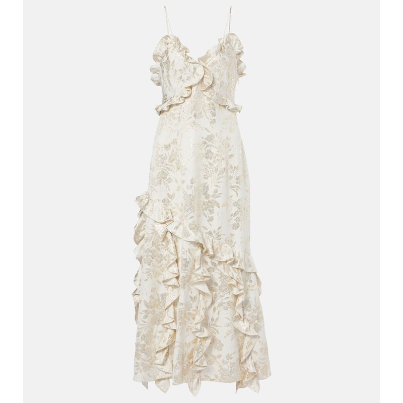 Markarian Calandra ruffled floral jacquard midi dress