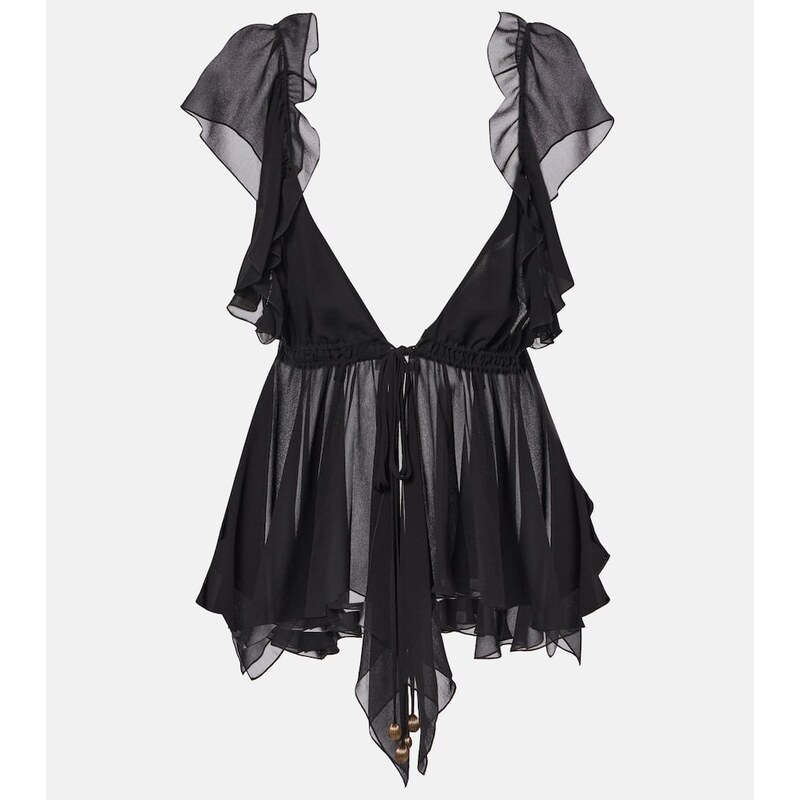 Chloé Gathered silk georgette top