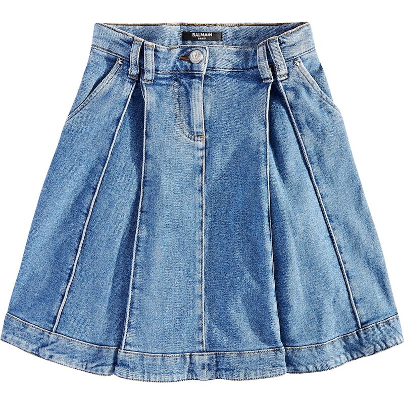 Balmain Kids Pleated denim skirt
