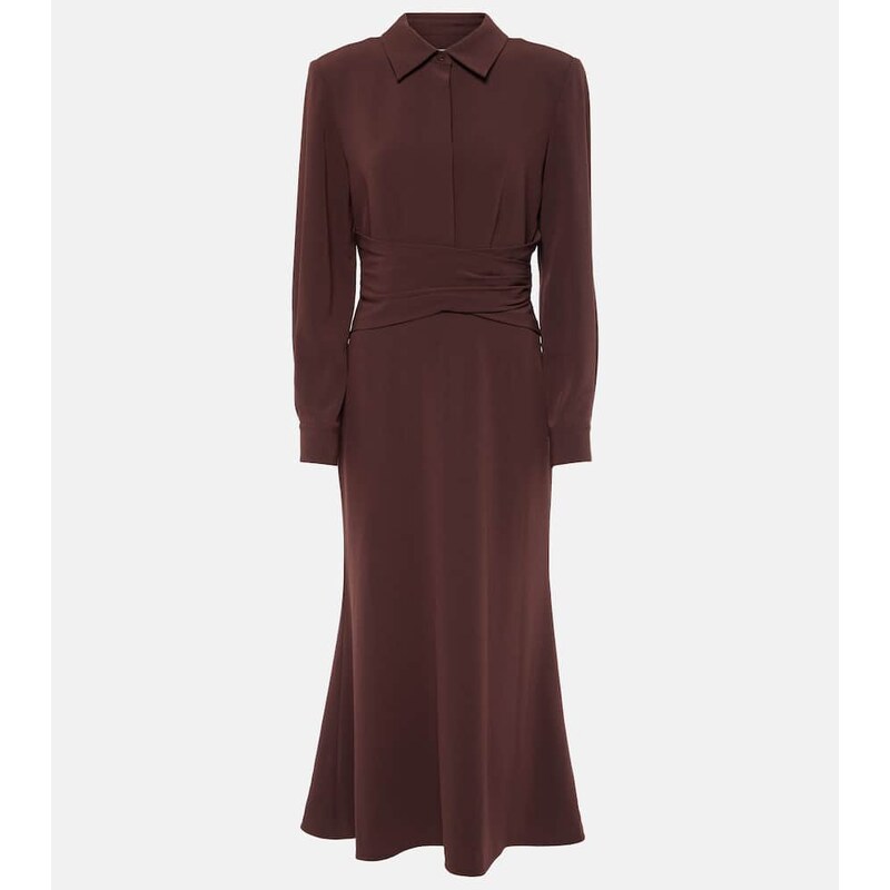 Roland Mouret Gathered crÃªpe satin midi dress
