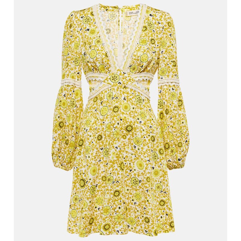 Diane von Furstenberg Kimmie printed cutout twill minidress