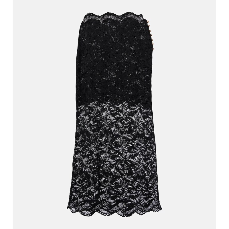 Rabanne Floral lace midi skirt